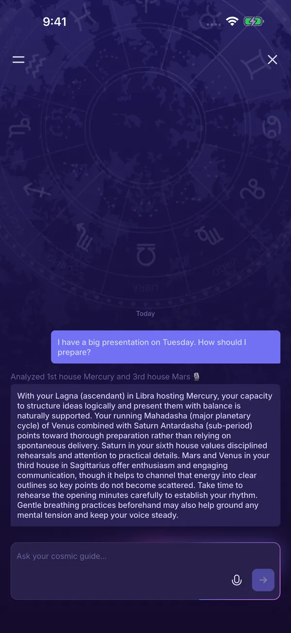 A question to the AI guide and its answer based on the chart